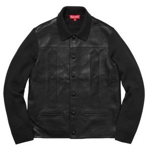 NEW Supreme Leather Front Sweater Jacket